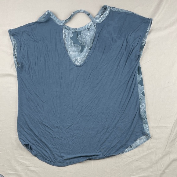 LOFT Blue Floral Short Sleeve Blouse - Picture 2 of 6